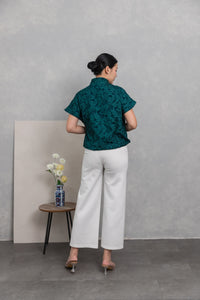 Amanis Kimono Outer Top Embossed Emerald