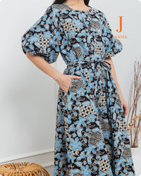 Alura Blue Batik Midi Puff
