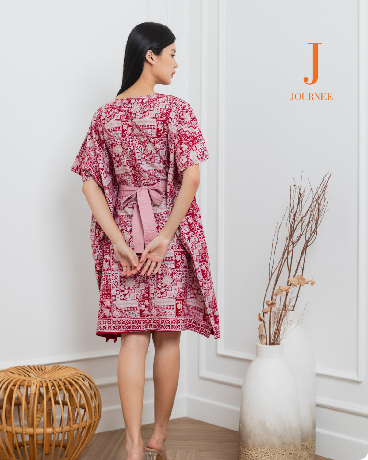 Anila Batik Cap Kaftan Pink