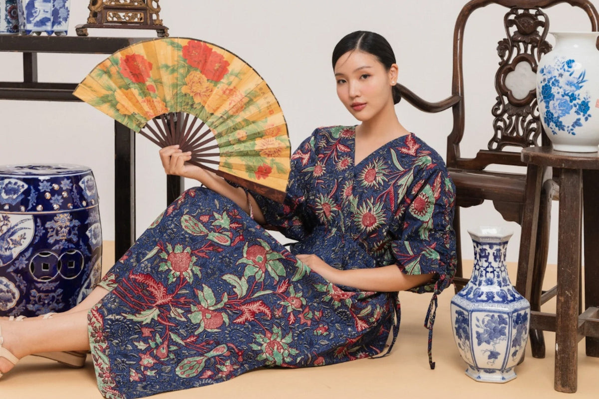 Afya Maxi Batik Dress Blue