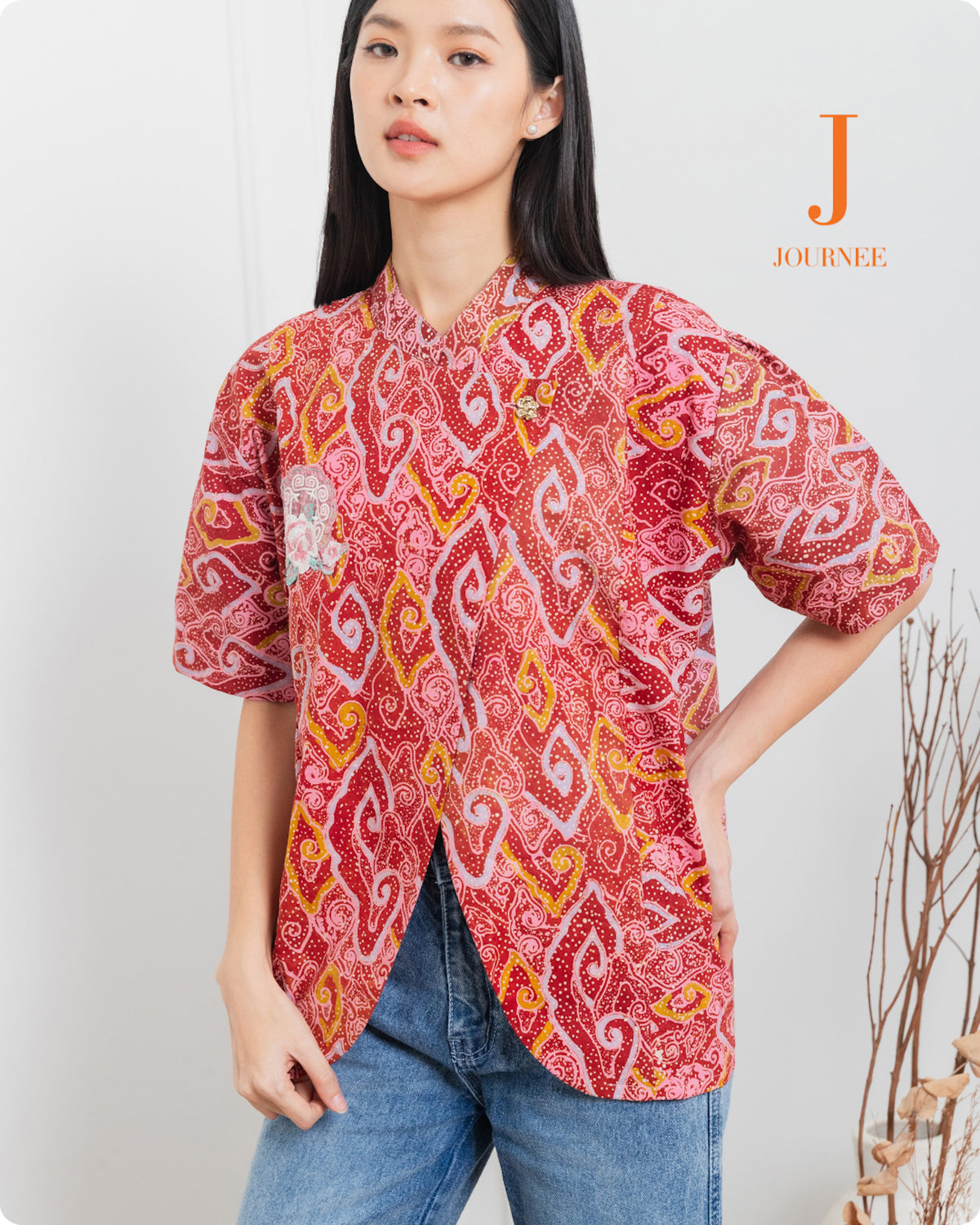 Aleeya Embroided Top Premium Batik Megamendung