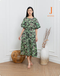Alura Kiwi Batik Midi Puff Dress