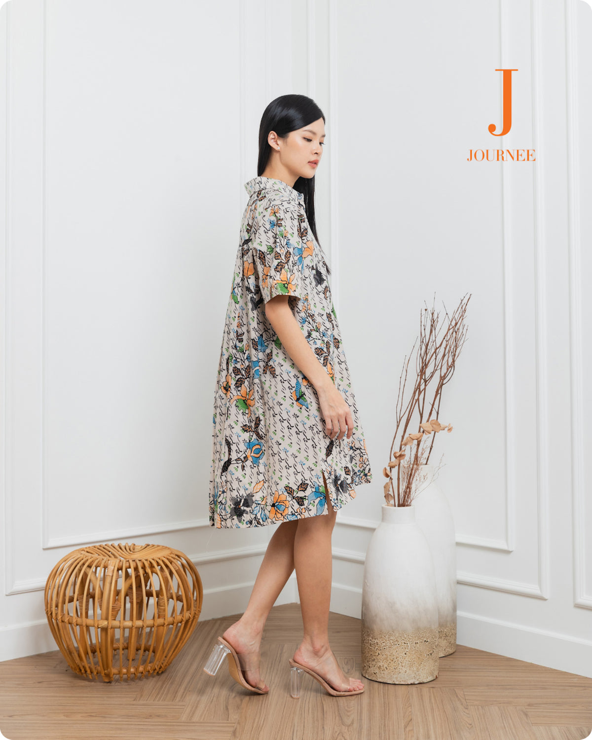 Aijia Batik Mini Shirt Dress Pepper