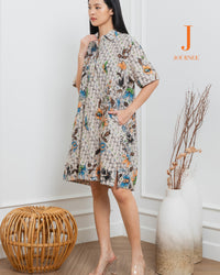 Aijia Batik Mini Shirt Dress Pepper
