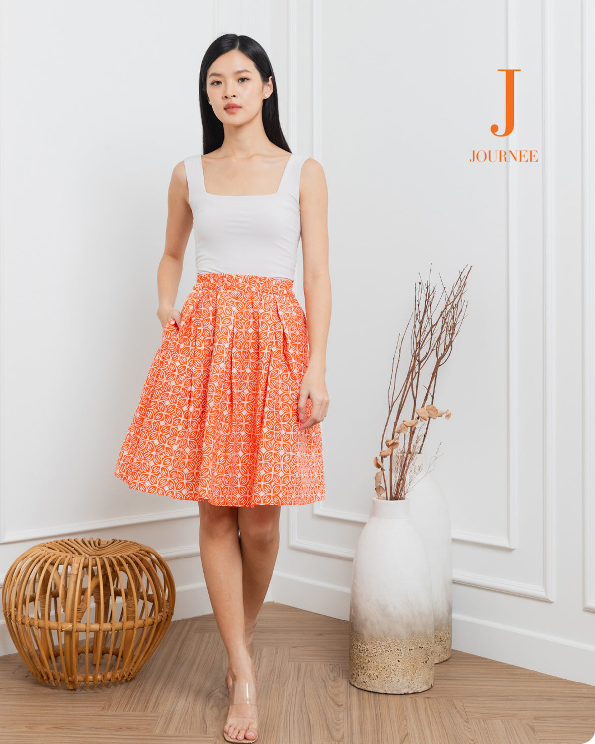 Atina Mini Batik Cap Skirt Jeruk