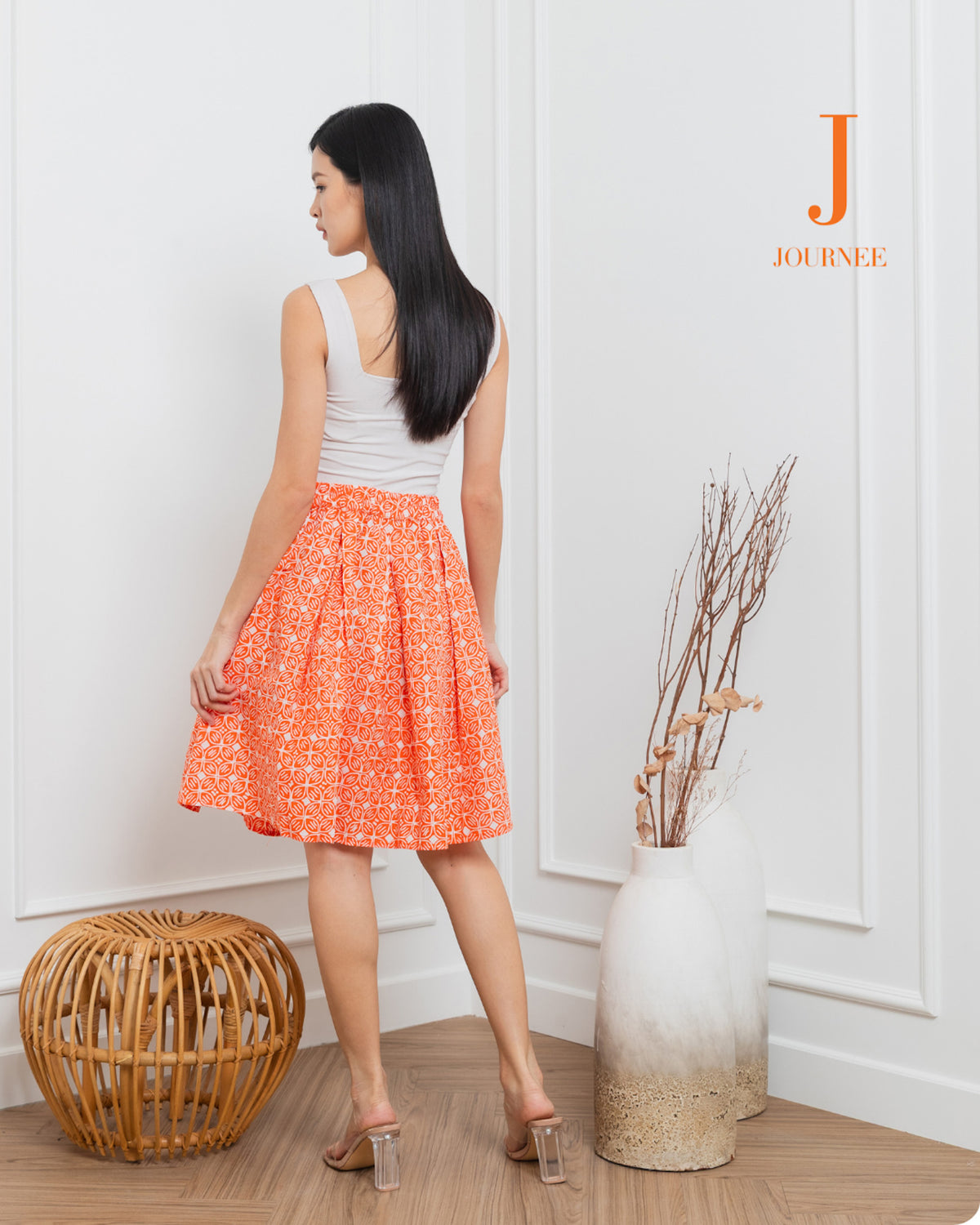 Atina Mini Batik Cap Skirt Jeruk
