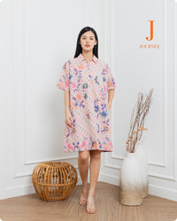 Aijia Batik Mini Shirt Dress Pink