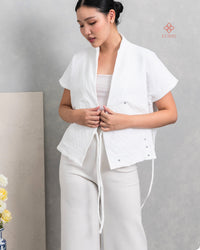 Amanis Kimono Outer Top Embossed Blanc