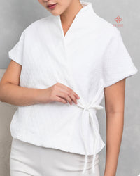 Amanis Kimono Outer Top Embossed Blanc