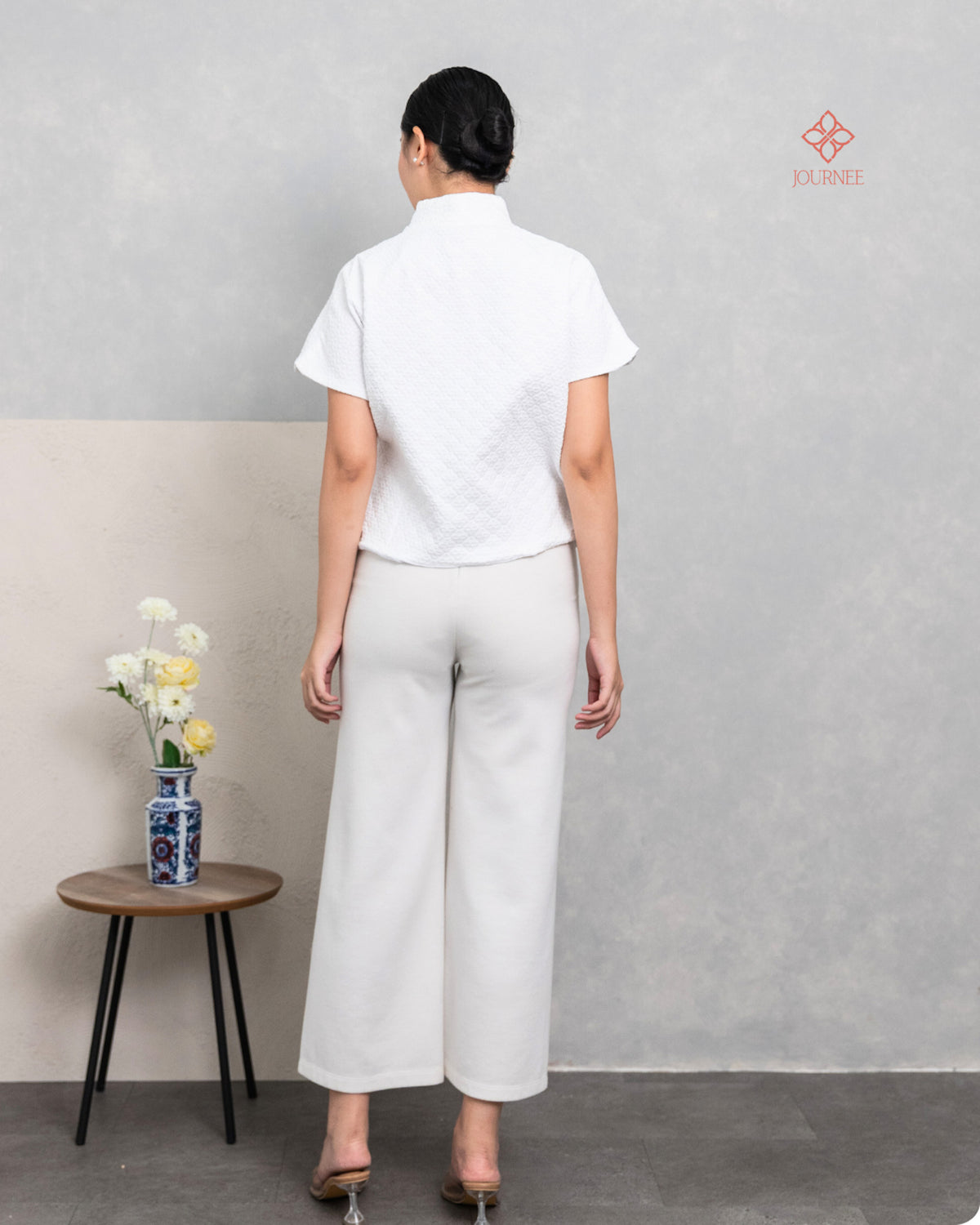 Amanis Kimono Outer Top Embossed Blanc
