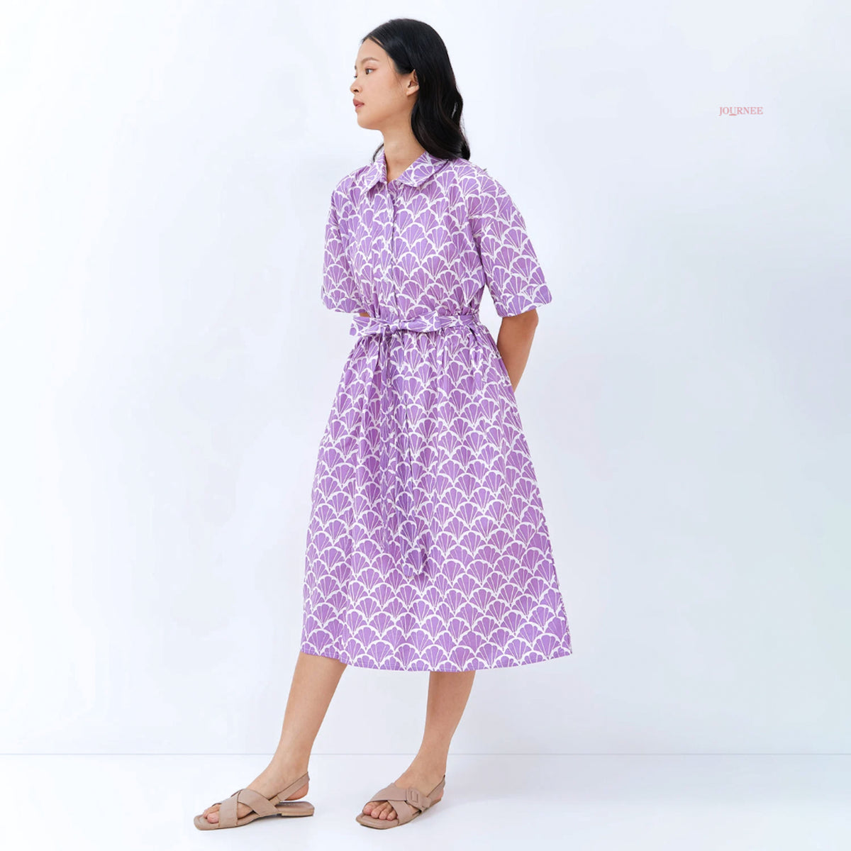 Adora Midi Shirt Batik Sisik Cap Celeste