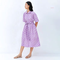 Adora Midi Shirt Batik Sisik Cap Celeste