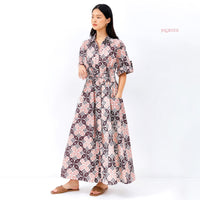 Azara Batik Cap Maxi Shirt Dress Tenrum