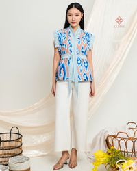 Adrina Batik Kimono Top Megamendung Blue