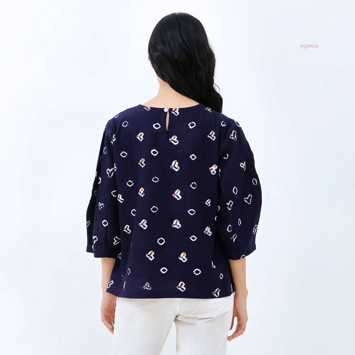 Andee Box Batik Cap Top Navy