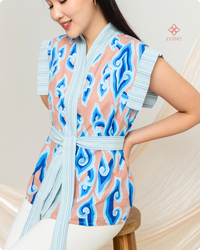 Adrina Batik Kimono Top Megamendung Blue