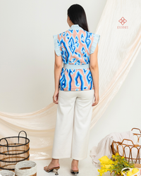 Adrina Batik Kimono Top Megamendung Blue