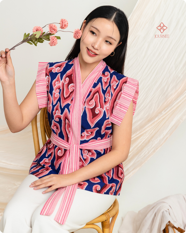 Adrina Batik Kimono Top Megamendung Sapphire