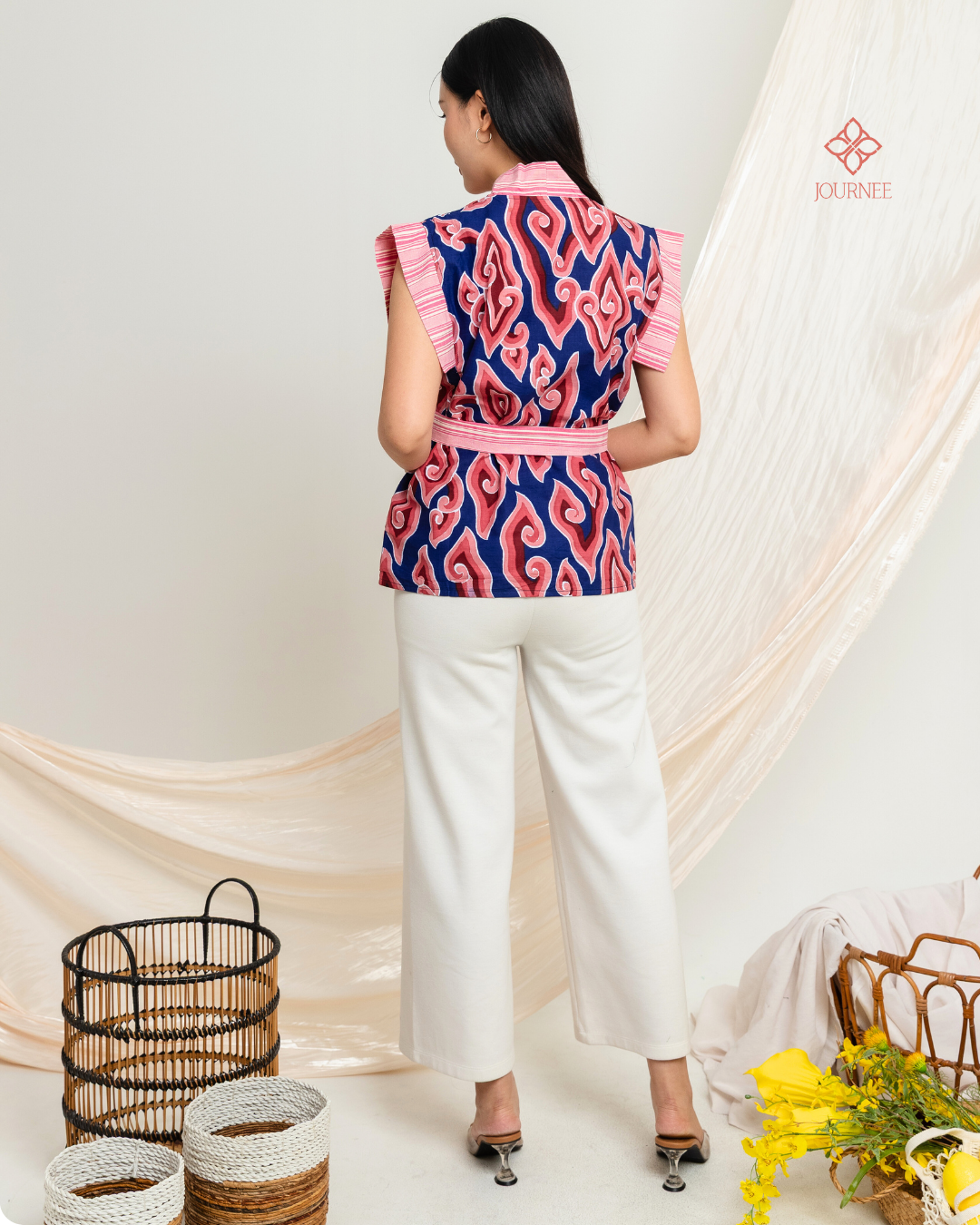 Adrina Batik Kimono Top Megamendung Sapphire