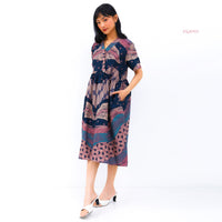 Asprie Empire Batik Emerald Dress