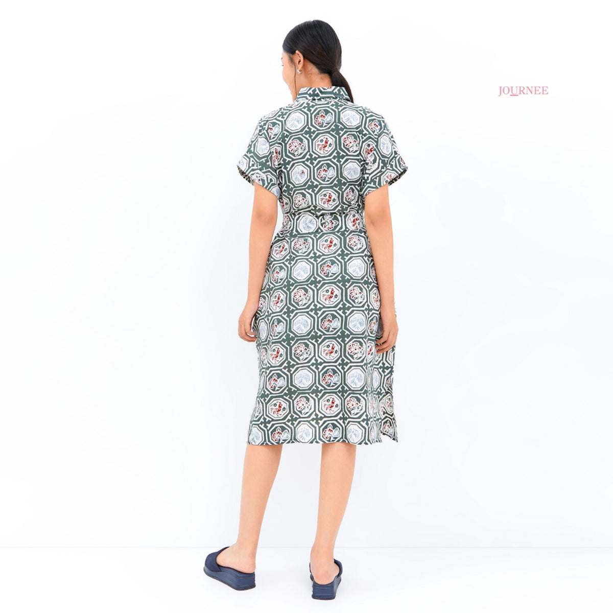 Aina Batik Shirt Dress Sage