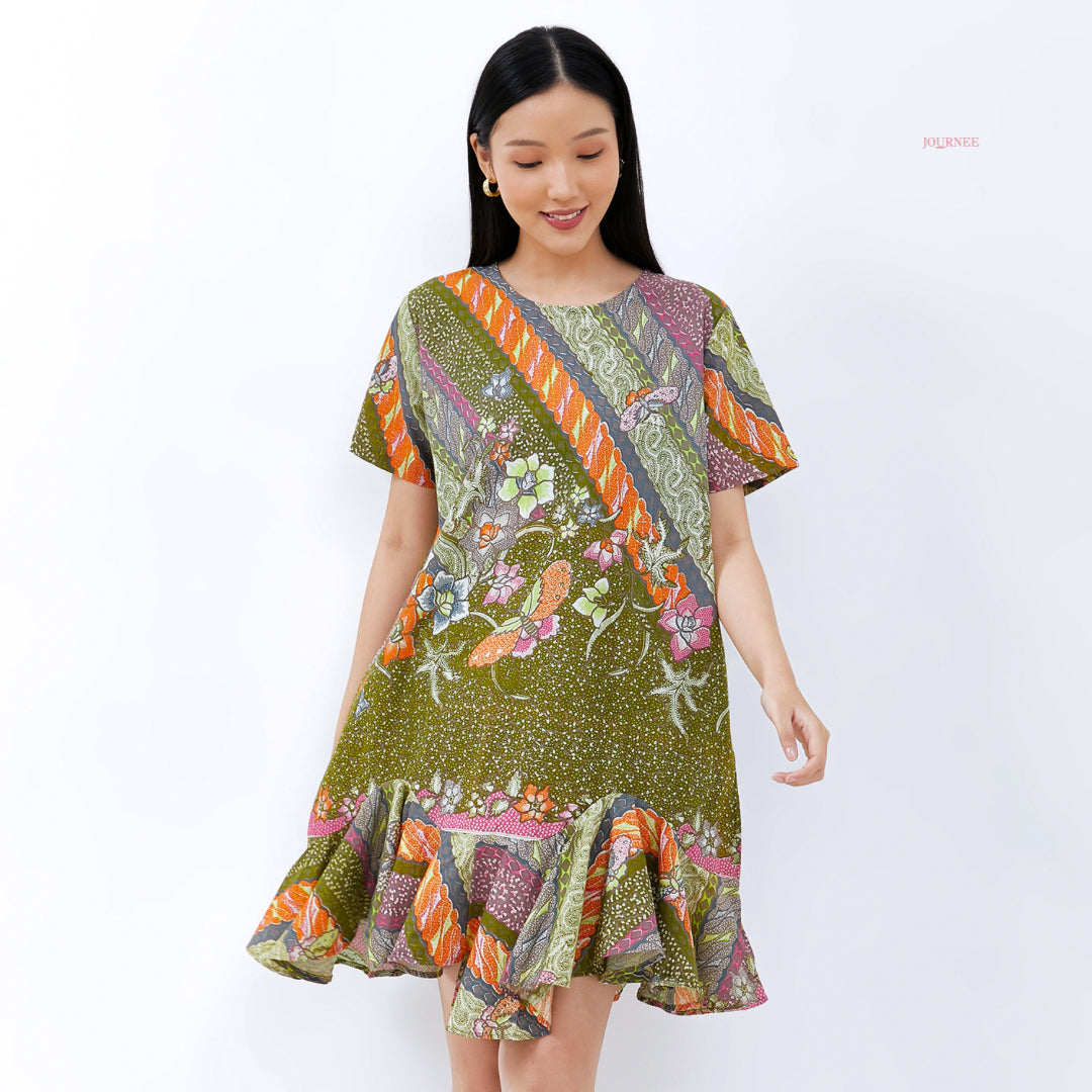 Amily Batik Drop Waist Dress Garden