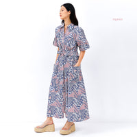 Azara Batik Cap  Maxi Shirt Dress Banji