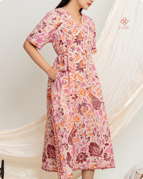 Amany Midi Kaftan Batik Pink Fantasy