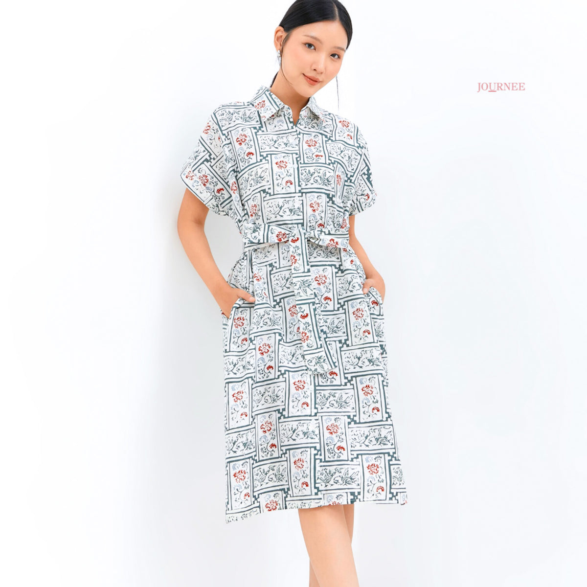 Aina Batik Cap Shirt Dress Light summer