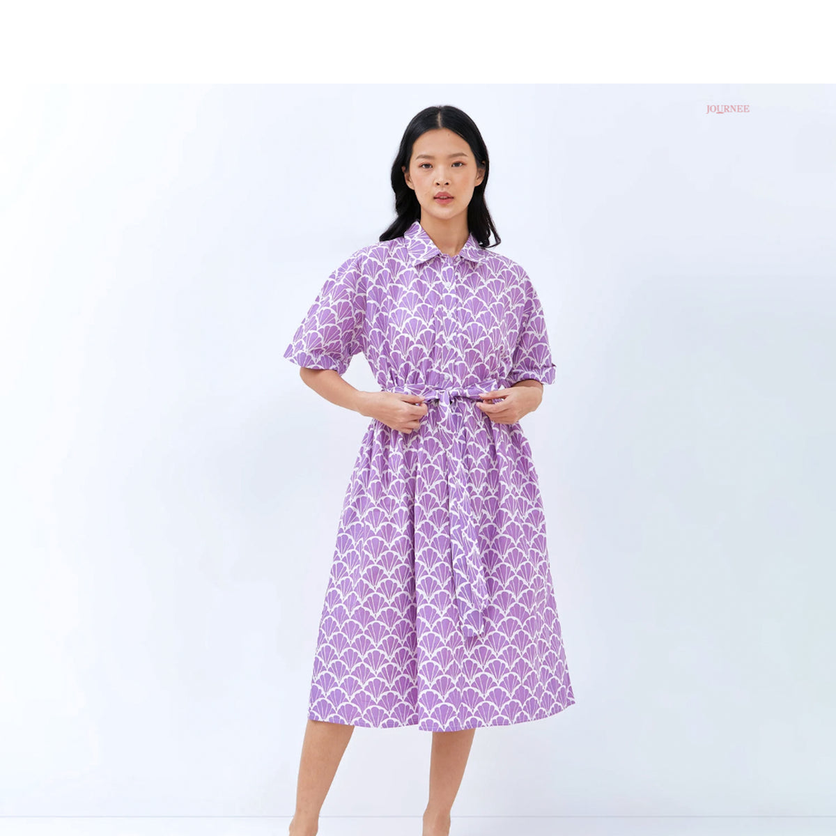 Adora Midi Shirt Batik Sisik Cap Celeste