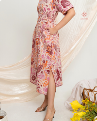 Amany Midi Kaftan Batik Pink Fantasy
