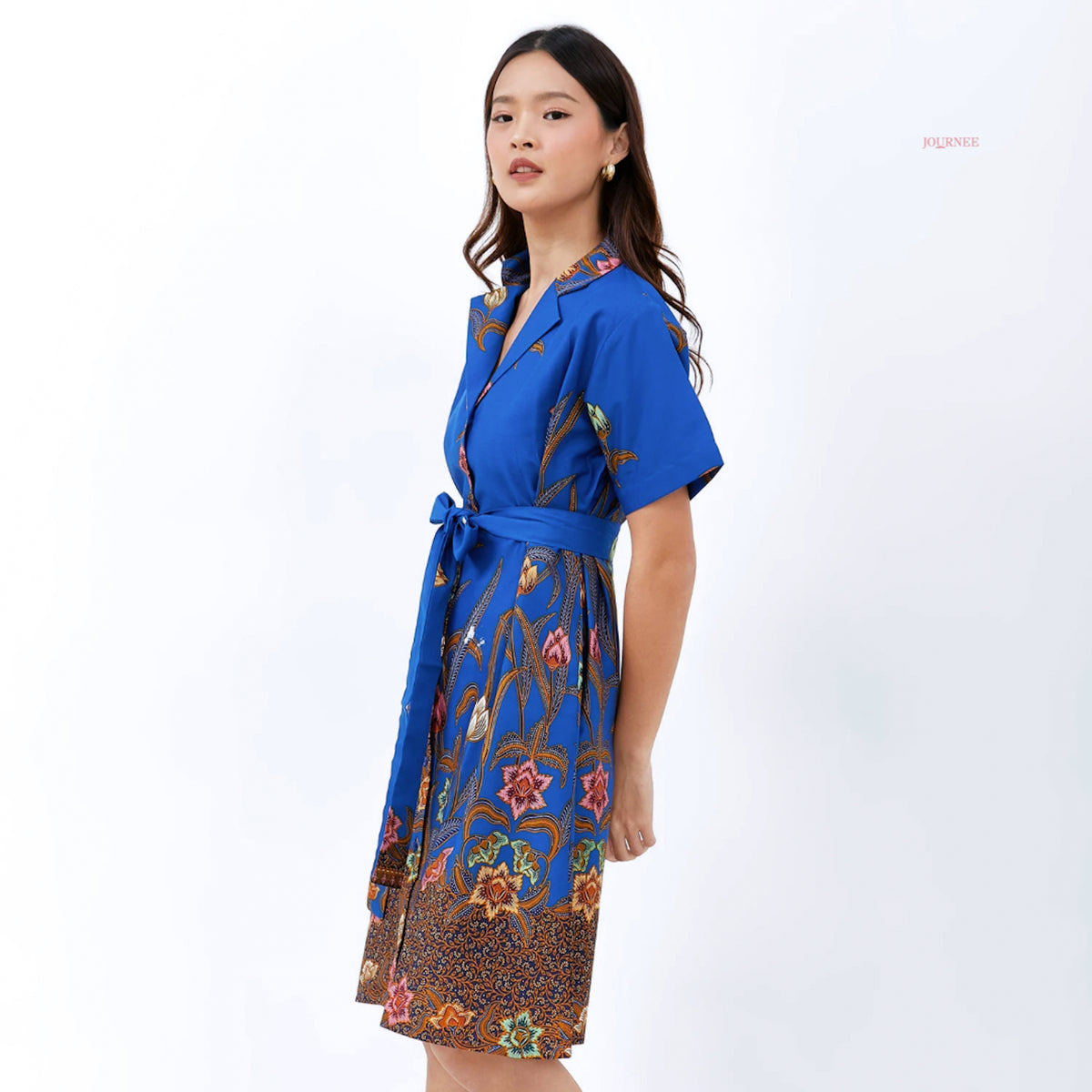 Amelie Batik Shirt Dress Encim Cobalt