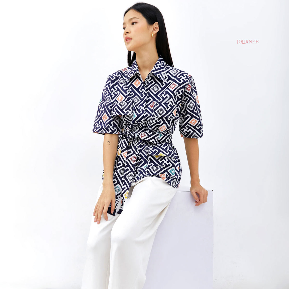 Aylee Batik Cap Utility Top /Outer Banji