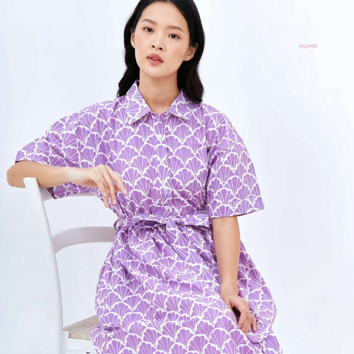 Adora Midi Shirt Batik Sisik Cap Celeste