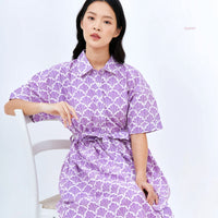 Adora Midi Shirt Batik Sisik Cap Celeste