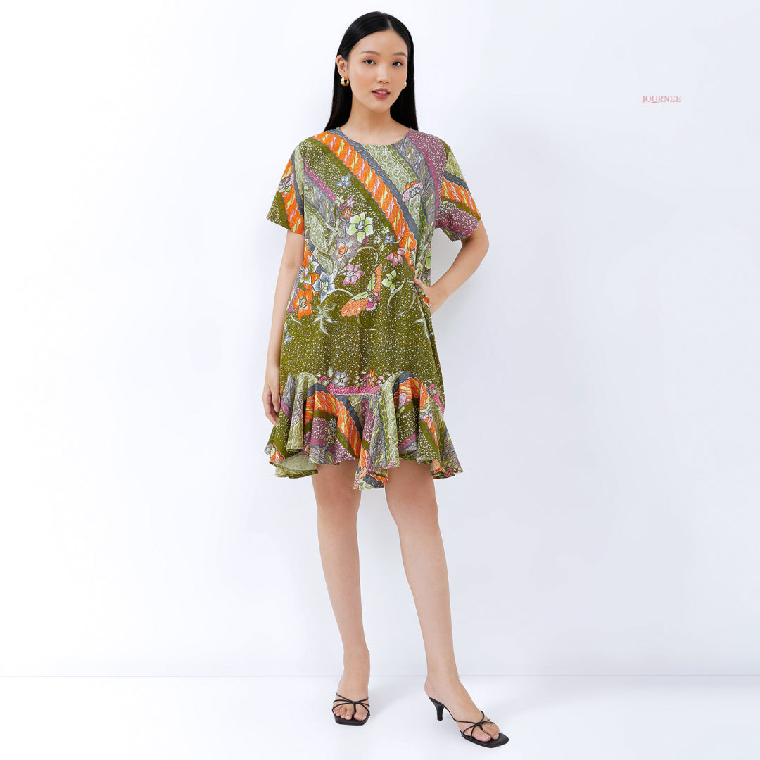 Amily Batik Drop Waist Dress Garden