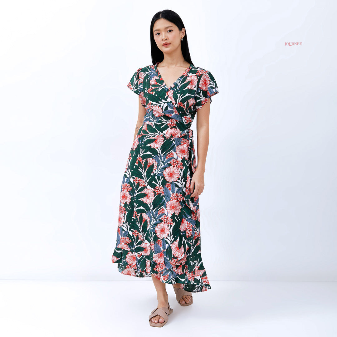 Asme Wrap Maxi Dress Flora