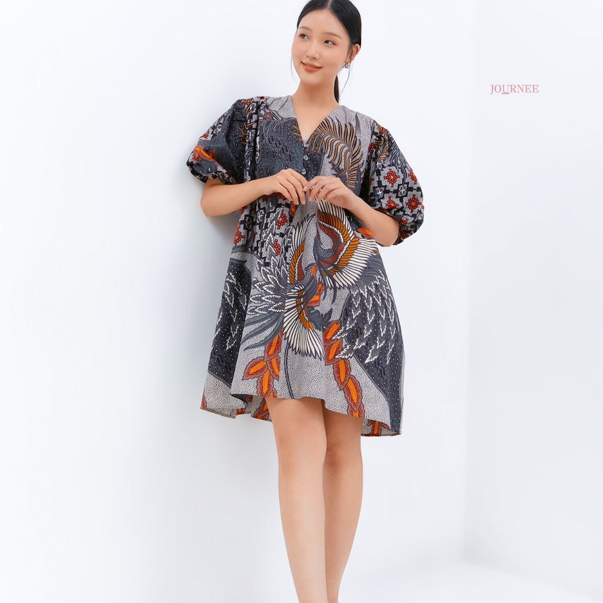 Atilya Elegant Puff Dress Hong Bird