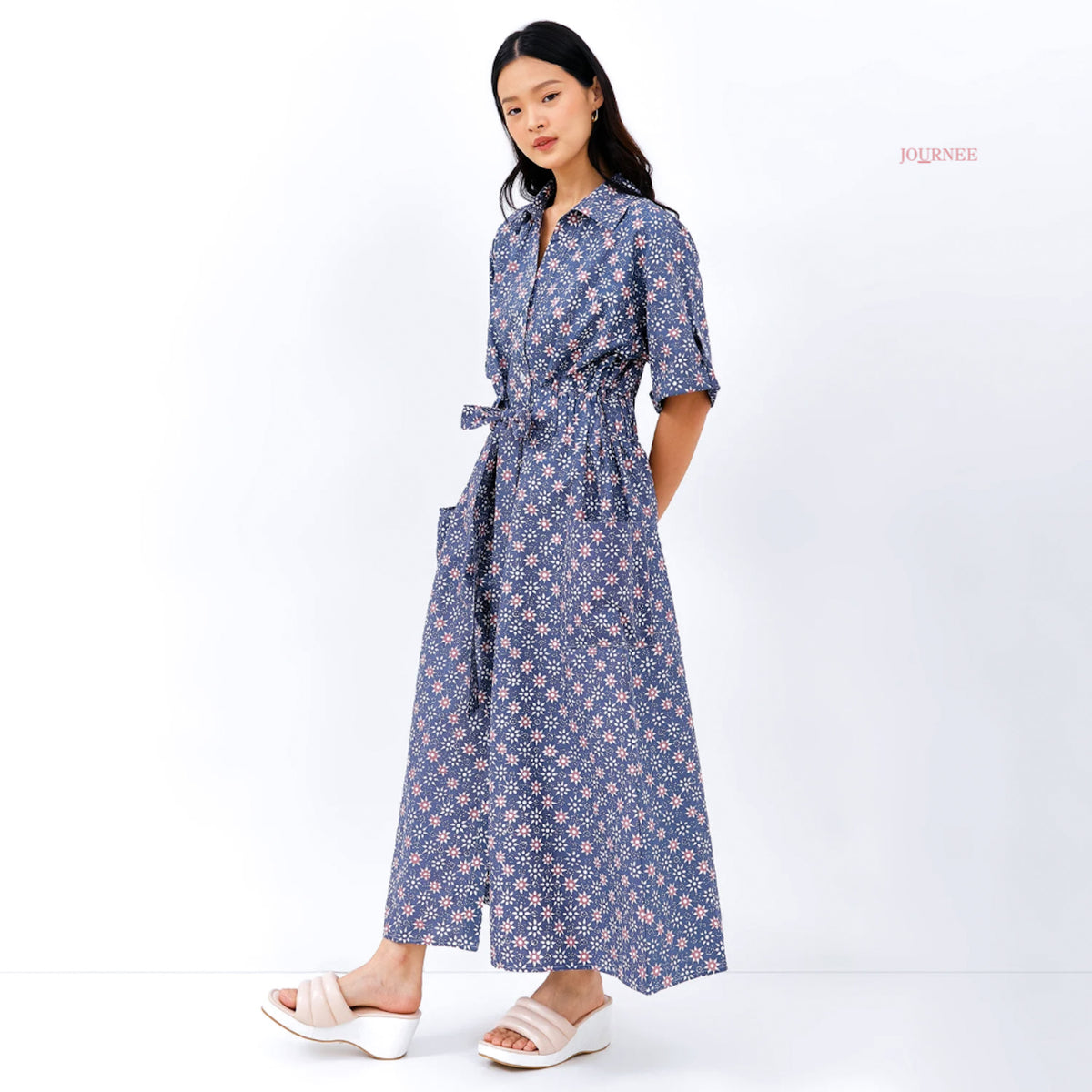 Azara Batik Cap  Maxi Shirt Dress Tenrum