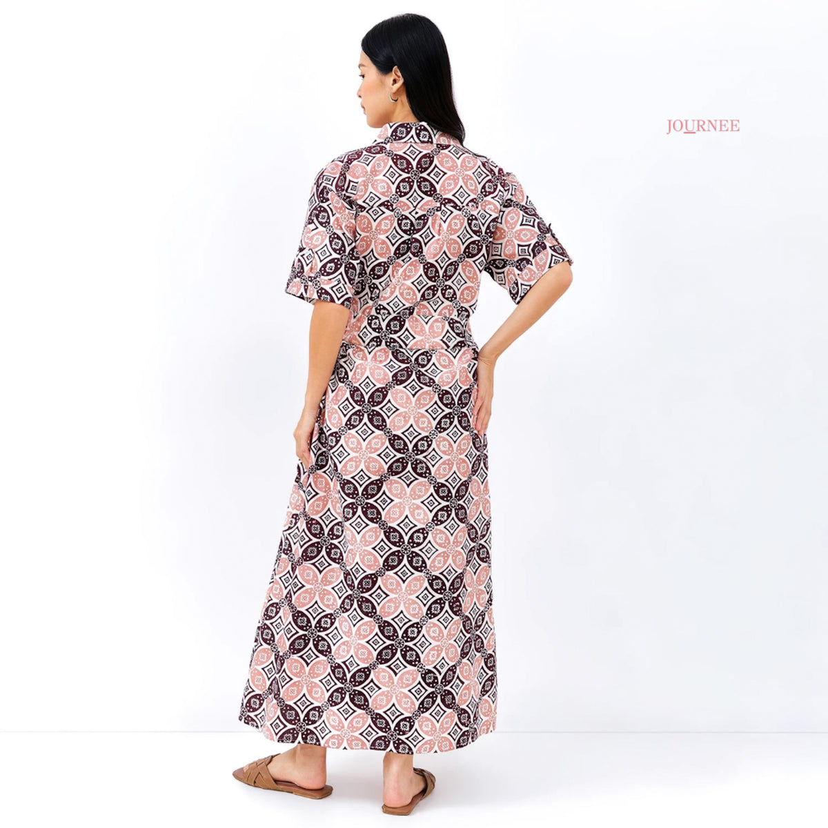 Azara Batik Cap Maxi Shirt Dress Tenrum