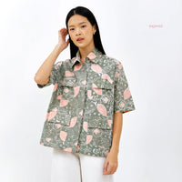 Aylee Batik Cap Utility Top /Outer Dusty Pink