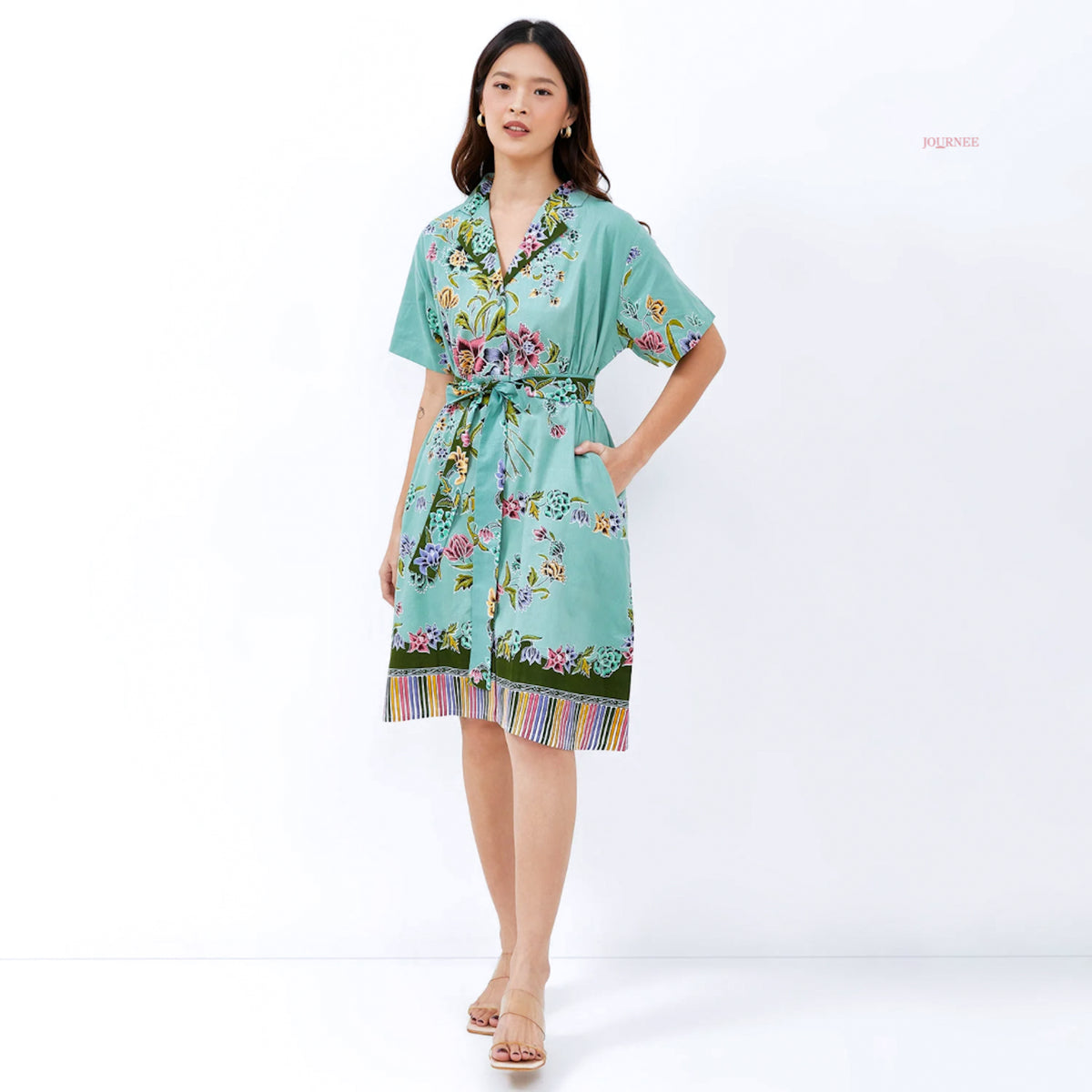 Amelie Batik Shirt Dress Encim Pear