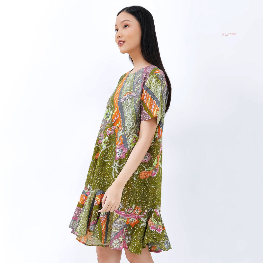 Amily Batik Drop Waist Dress Garden