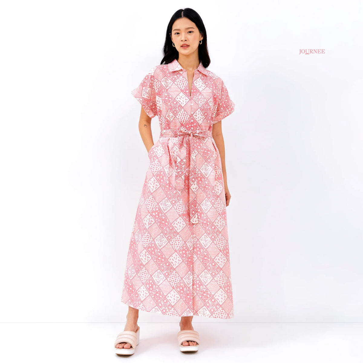 Arykate Maxi Batik Cap Dress Pink