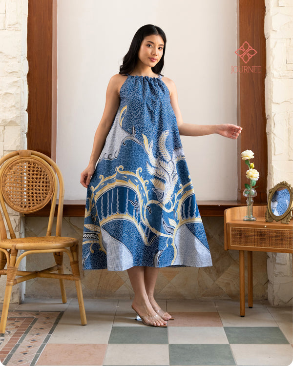 Amarisa Halter Batik Midi Blue