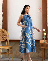 Amarisa Halter Batik Midi Blue