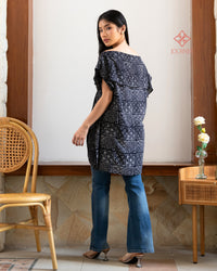 Arabina Batik Cap Off Shoulder Tunic Top Noir