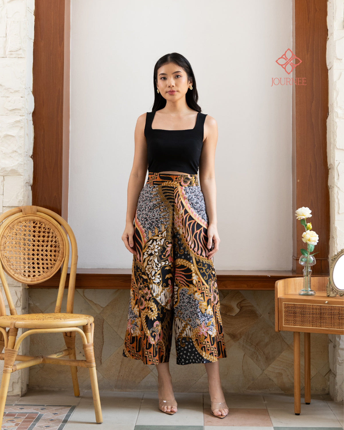 Alana Culottes Batik Dobi Noir