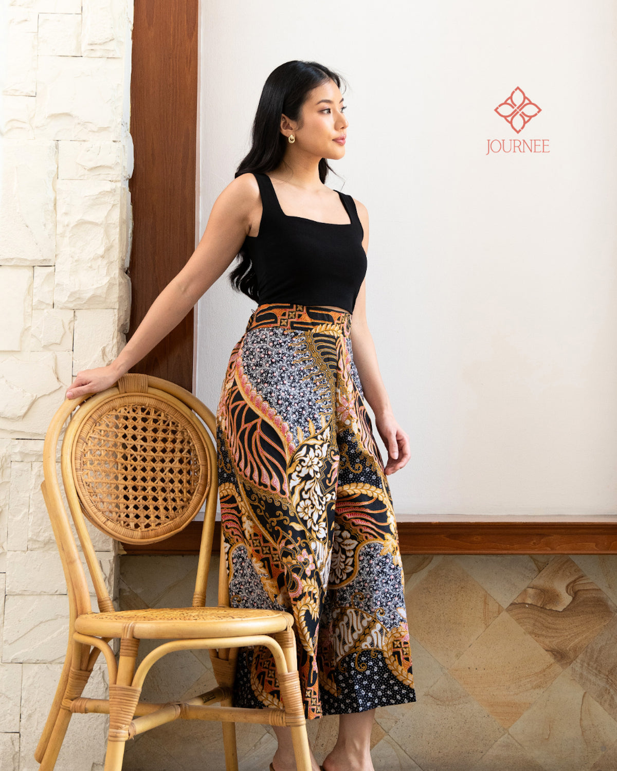 Alana Culottes Batik Dobi Noir