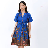 Amelie Batik Shirt Dress Encim Cobalt